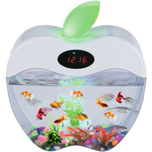 Aquarium USB Mini Aquarium with LED night Light LCD Display Screen and Clock Fish Tank