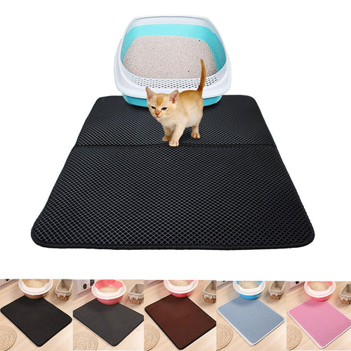 Double-Layer Litter Mat Pet Carpet Cat Sand Cat Toilet Mat Cats Waterproof Mats For Pets Cats Trapper Foldable EVA Non-slip Mats