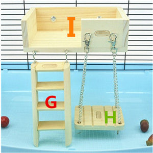 New Hamster Wooden Toy Set Tube Tunnel Cage Seesaw House