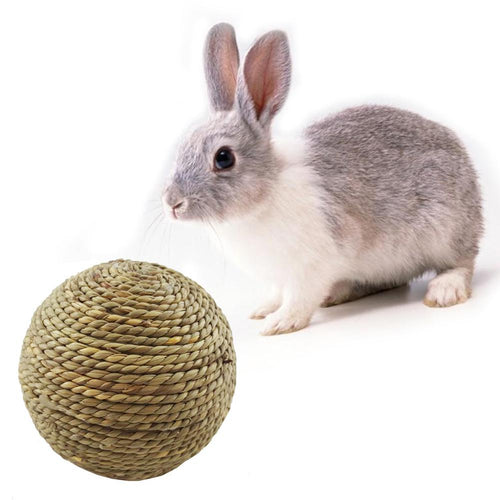Small Pet Chewing Toy Natural Grass Ball Teeth