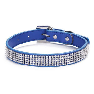 Pet Dog Collar Adjustable PU Leather Buckle Cute Crystal Cat Collar Necklace For Puppy Cats Kitten 4 Colors