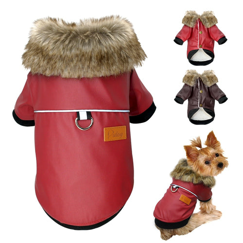 Waterproof Dog Clothes Leather Coat Winter Dog Jacket Coat For Small Dogs Pets Pug French Bulldog