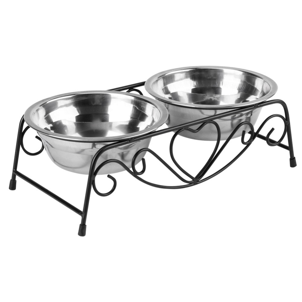 Double Pet Supplies Dog and cat Bowl Stainless Steel Plastic Cat Food Feeding Feeder Food and Water