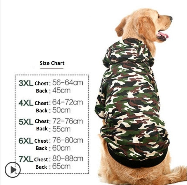 Large Dog Clothes Pet Jacket Camo Warm Costume  Big Dogs 3XL-7XL