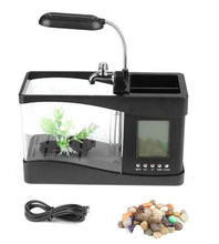 Load image into Gallery viewer, Aquarium USB Mini Aquarium Fish Tank Aquarium with LED Lamp Light LCD Screen and Clock