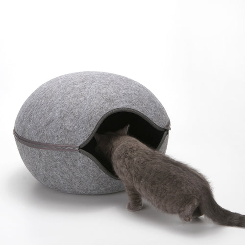 Egg Shape Cat Bed Cat Sleeping Bag Zipper Felt Cloth