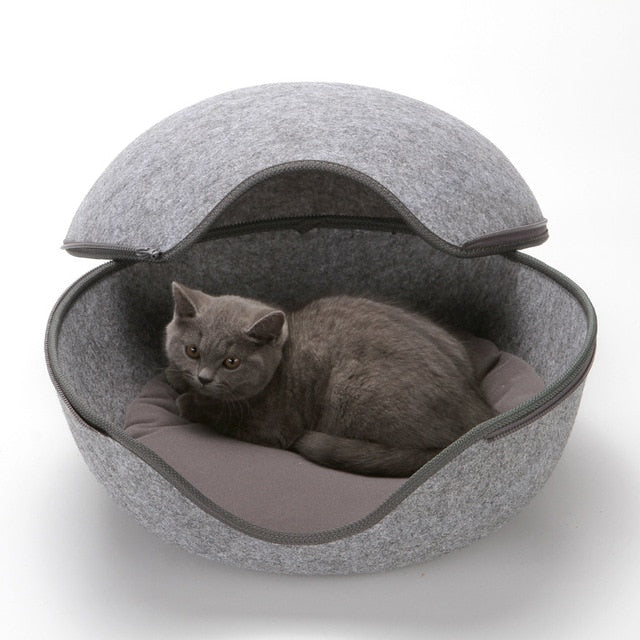 Egg Shape Cat Bed Cat Sleeping Bag Zipper Felt Cloth