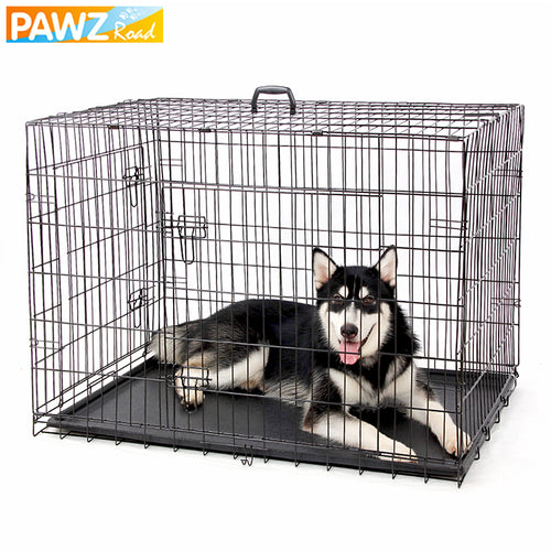 Pet Dog Cage House Solid Crate Double-Door Collapsible Easy Install 4Size   for Small Large Dog