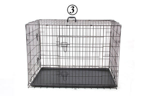 Pet Dog Cage House Solid Crate Double-Door Collapsible Easy Install 4Size   for Small Large Dog