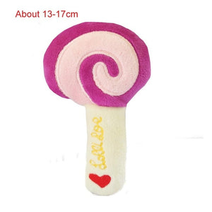 1pc Plush Dog Toys Squeaky Bone Ice Cream Carrot Puppy Chew Toy