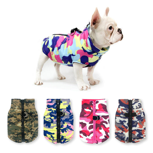 Waterproof Dog Clothes Winter Pet Jacket Cotton Warm Camouflage Vest For Small Dogs Puppy Coat French  dog Suit