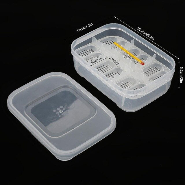 12 Grids Reptile Snakes Gecko Lizards Reptiles Eggs Incubator  Tray  Egg Box with Thermometer