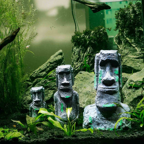 Ancient Easter Island Stone Head  Aquarium Ornament