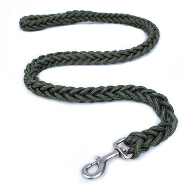 L/XL Super Strong Coarse Nylon Dog Leash Army Green Canvas Double Row Adjustable Dog Collar For Medium Large Dogs 130cm