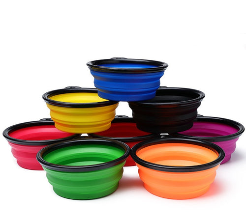 Pet silicone folding bowl travel portable dog food bowl